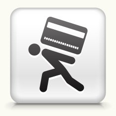 White Square Button with Carrying Credit Card Icon