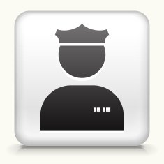 White Square Button with Police Officer Icon