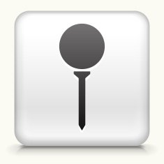 White Square Button with Golf Ball on Tee