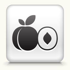 White Square Button with Peach and Half of