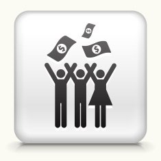 White Square Button with Dollar Bills Icon