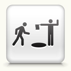 White Square Button with Open Manhole