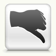 White Square Button with Thumbs Down Icon