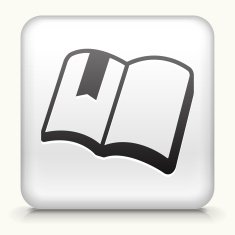 White Square Button with Book & Bookmark N2