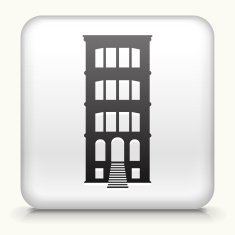 White Square Button with Building Icon N4