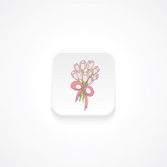 Modern Flat Rounded Square icon With Shadow And Wedding Bouquet