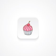 Modern Flat Rounded Square icon With Shadow And Cupcake N2