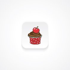 Modern Flat Rounded Square icon With Shadow And Cupcake N3