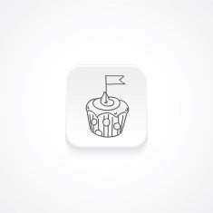 Modern Flat Rounded Square icon With Shadow And Cupcake N5