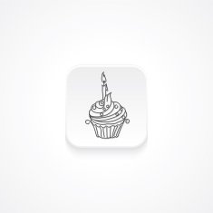 Modern Flat Rounded Square icon With Shadow And Cupcake N6
