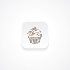 Modern Flat Rounded Square icon With Shadow And Cupcake N7
