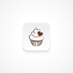 Modern Flat Round icon With Shadow And Cupcake N6