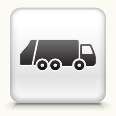 Square Button with Garbage Truck