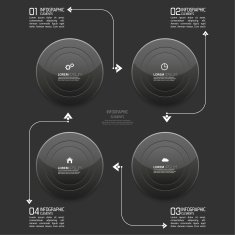 Glossy modern black plastic buttons with pointer
