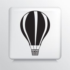 Square White Icon With Silhouette Hot Air Balloon with Stripes
