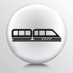 Round White Icon With Silhouette High Speed Train