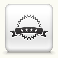 Square Button with Five Star Rating interface icon