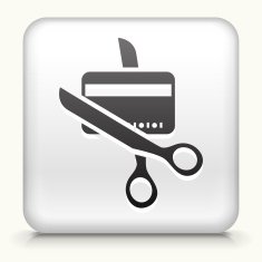 Square Button with Cutting Credit Card interface icon