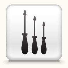 Square Button with Screwdrivers interface icon