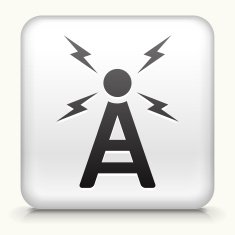 Square Button with Radio Antenna interface icon