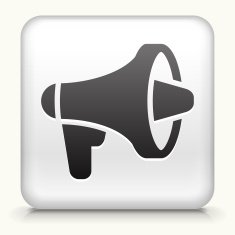 Square Button with Megaphone interface icon
