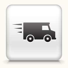 Square Button with Delivery Truck interface icon
