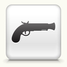 Square Button with Pistol interface icon