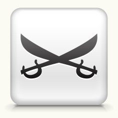 Square Button with Swords interface icon