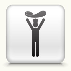 Square Button with Tossing Dough Iocn
