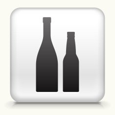 Square Button with Wine and Beer Bottle