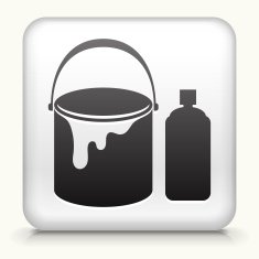 Square Button with Paint Bucket and Spray Can