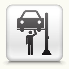 Square Button with Car Mechanic interface icon