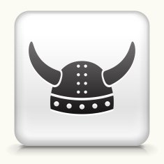 Square Button with Viking Helmet