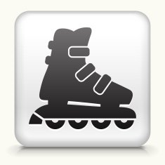 Square Button with Roller Skates