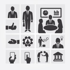 Business icons management and human resources