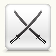 Square Button with Katana Swords