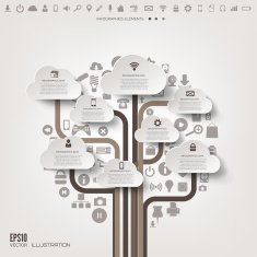 Icon tree Flat abstract background with web icons Interface symbols N4