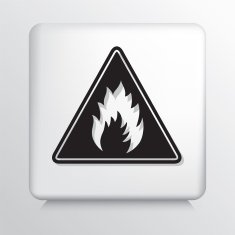 Square Icon With Flammable Warning Symbol