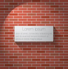 Red brick wall with banner