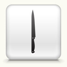 Square Button with Sharp Barbecue Knife