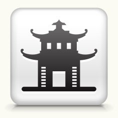 Square Button with Chinese Architecture