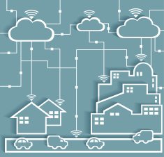 Cloud Computing Paper Cutout Stickers City and Suburb Network