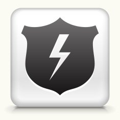 Square Button with Shield & Lightning