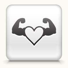 Square Button with Stong Heart