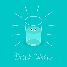 Big shining glass with eyes Drink water Baby Infographic Flat