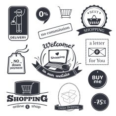 Online shopping signs set N3