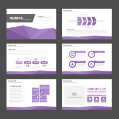 Purple polygon Presentation Infographic Templates flat design set