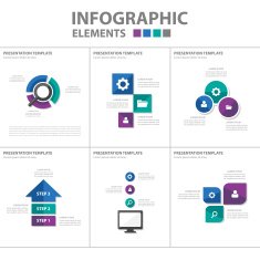 Purple green blue Presentation Infographic Templates flat design set