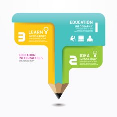 Pencil Infographic Design Minimal style template N2