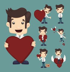 set of businessman characters poses N25
